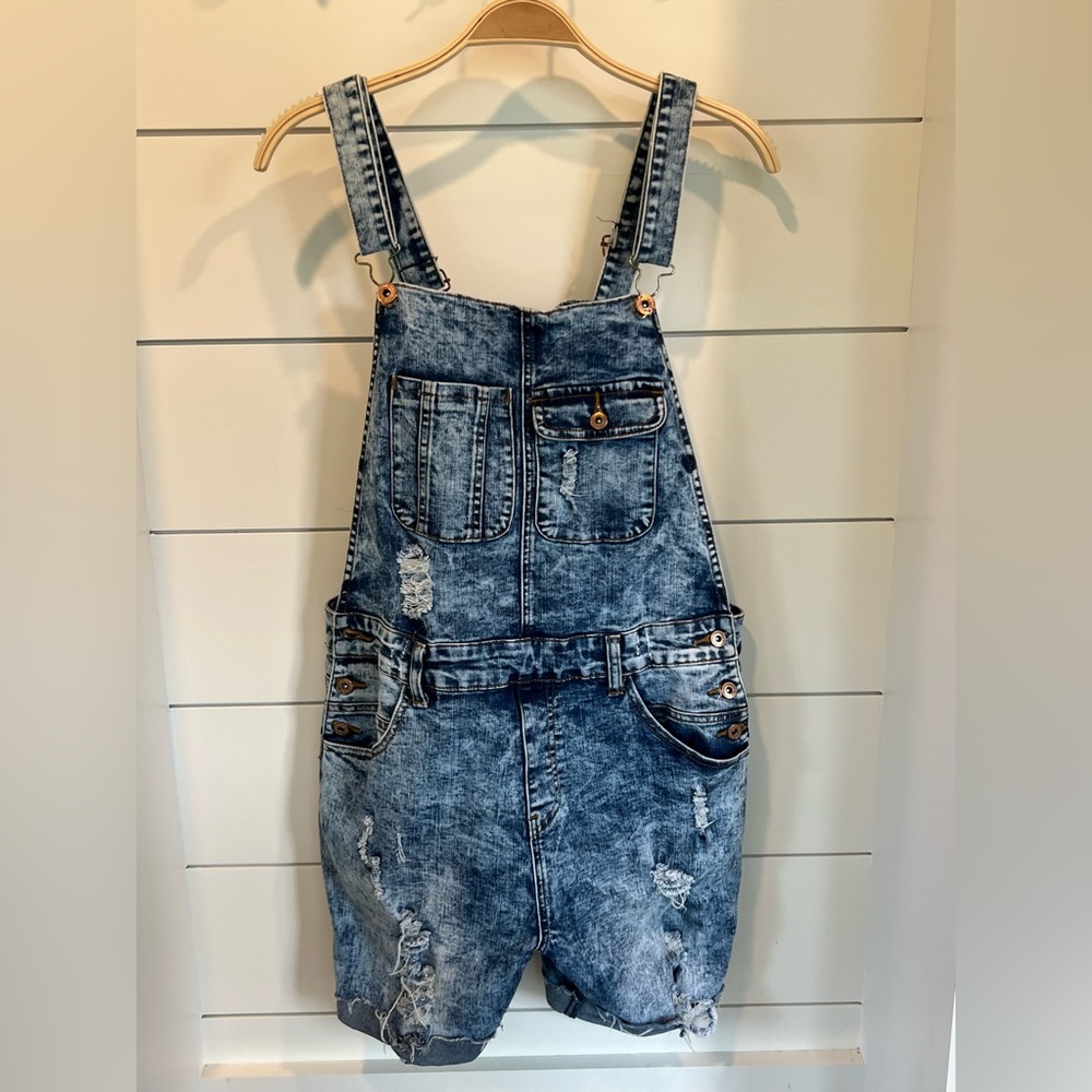 Juniors 9 acid wash shortalls